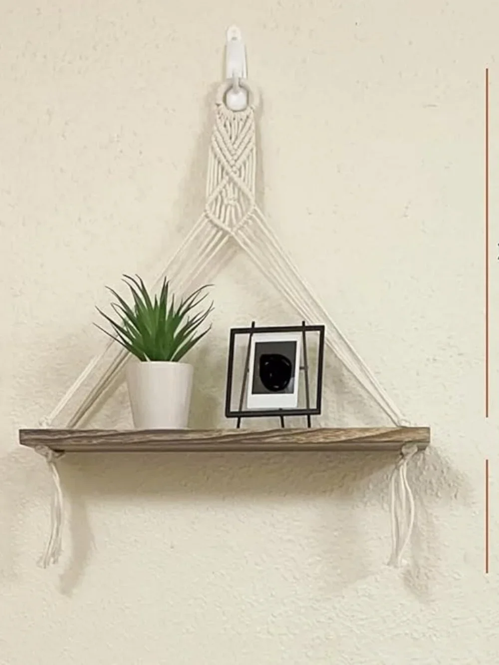 Macrame Hanging Shelves Boho Wall Decor Rustic Wood Floating Storage Shelf 2 Set